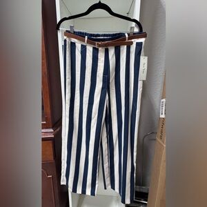 Navy and White Striped Women’s Petite Pants